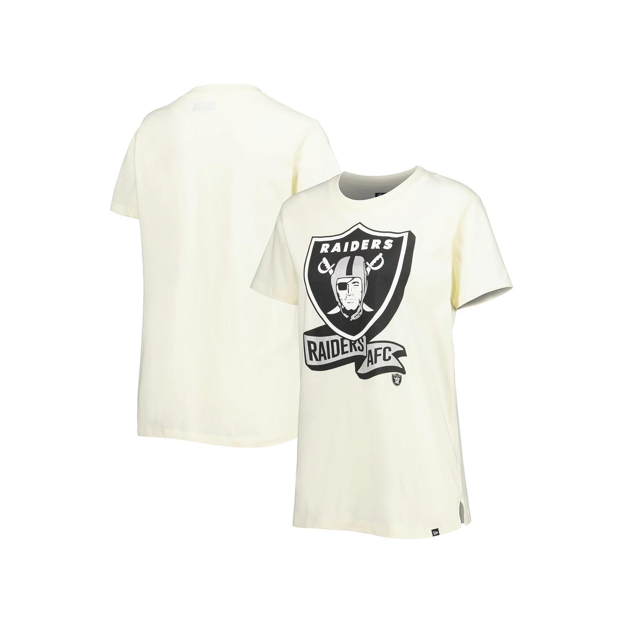Women's New Era Cream Las Vegas Raiders Chrome Sideline T-Shirt, Size: XL, Lvr Beige Product Image