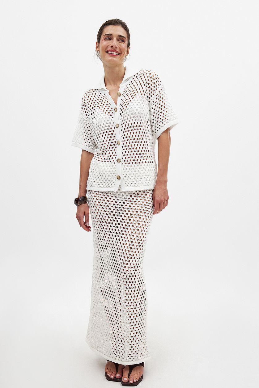 Hole Knitted Maxi Skirt Product Image