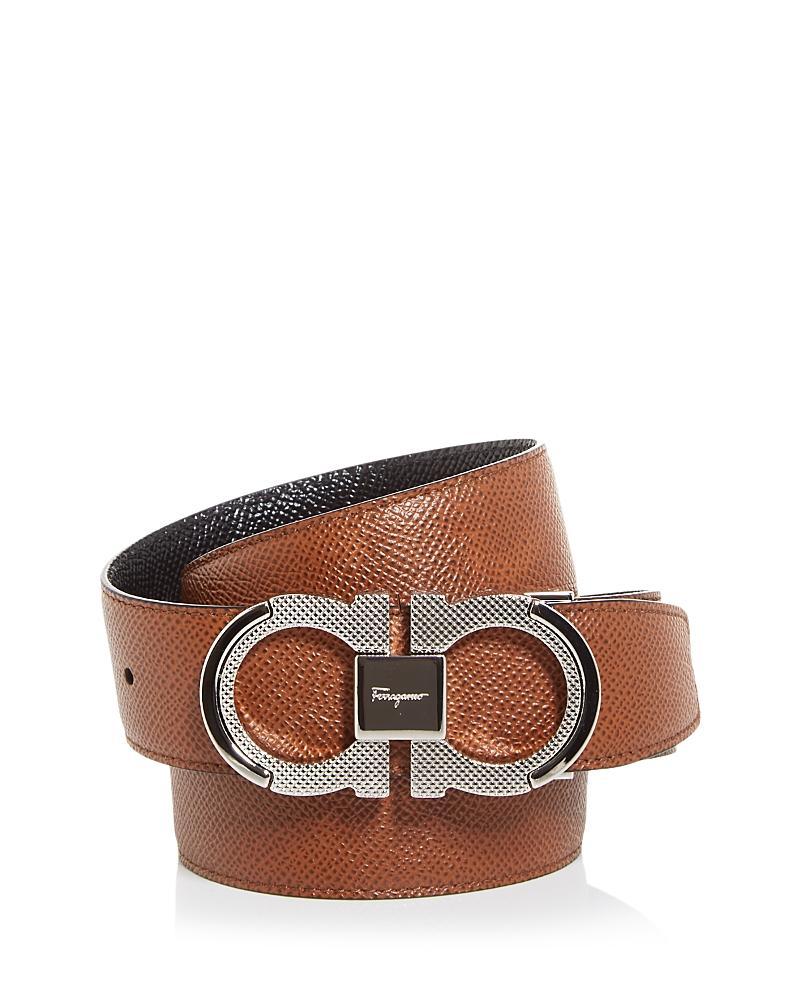 Mens Reversible Leather Double-Gancio Belt Product Image