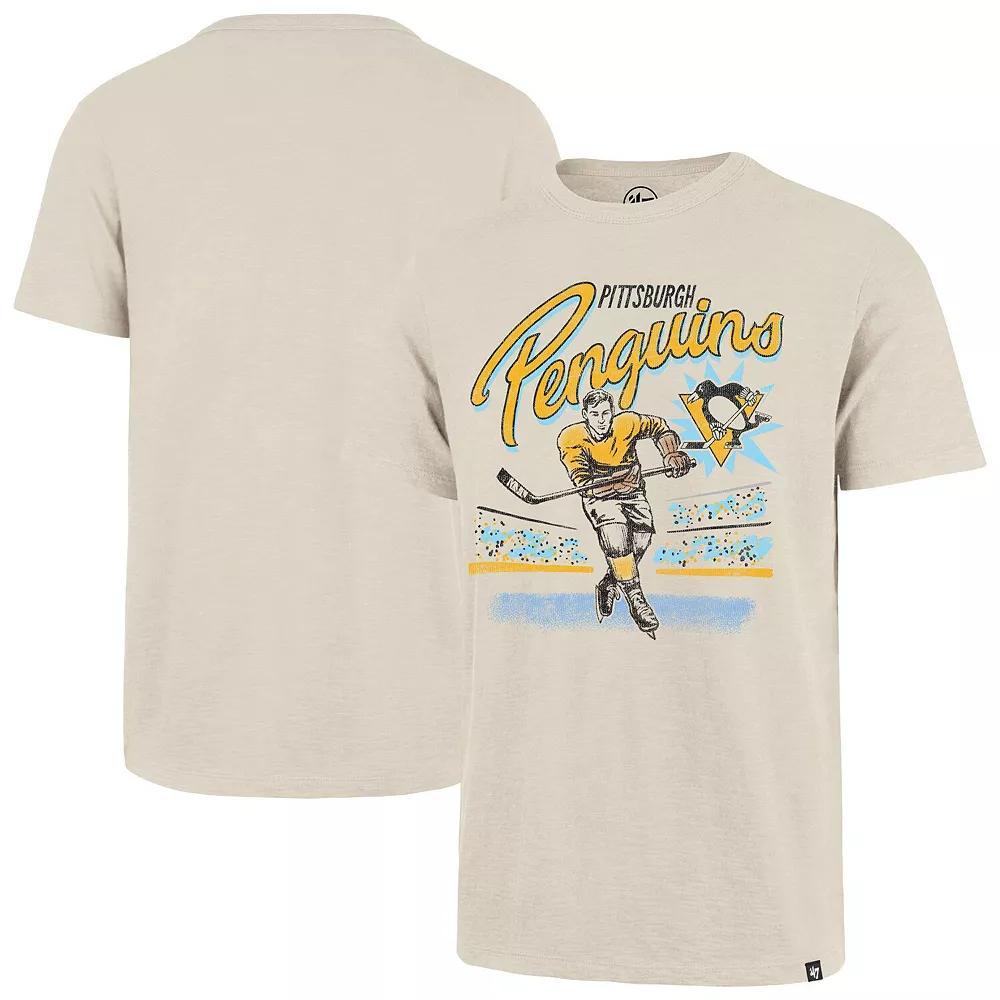 Men's '47  Natural Pittsburgh Penguins Hockey Player Golden Age Scrum T-Shirt, Size: Large, Beige Product Image