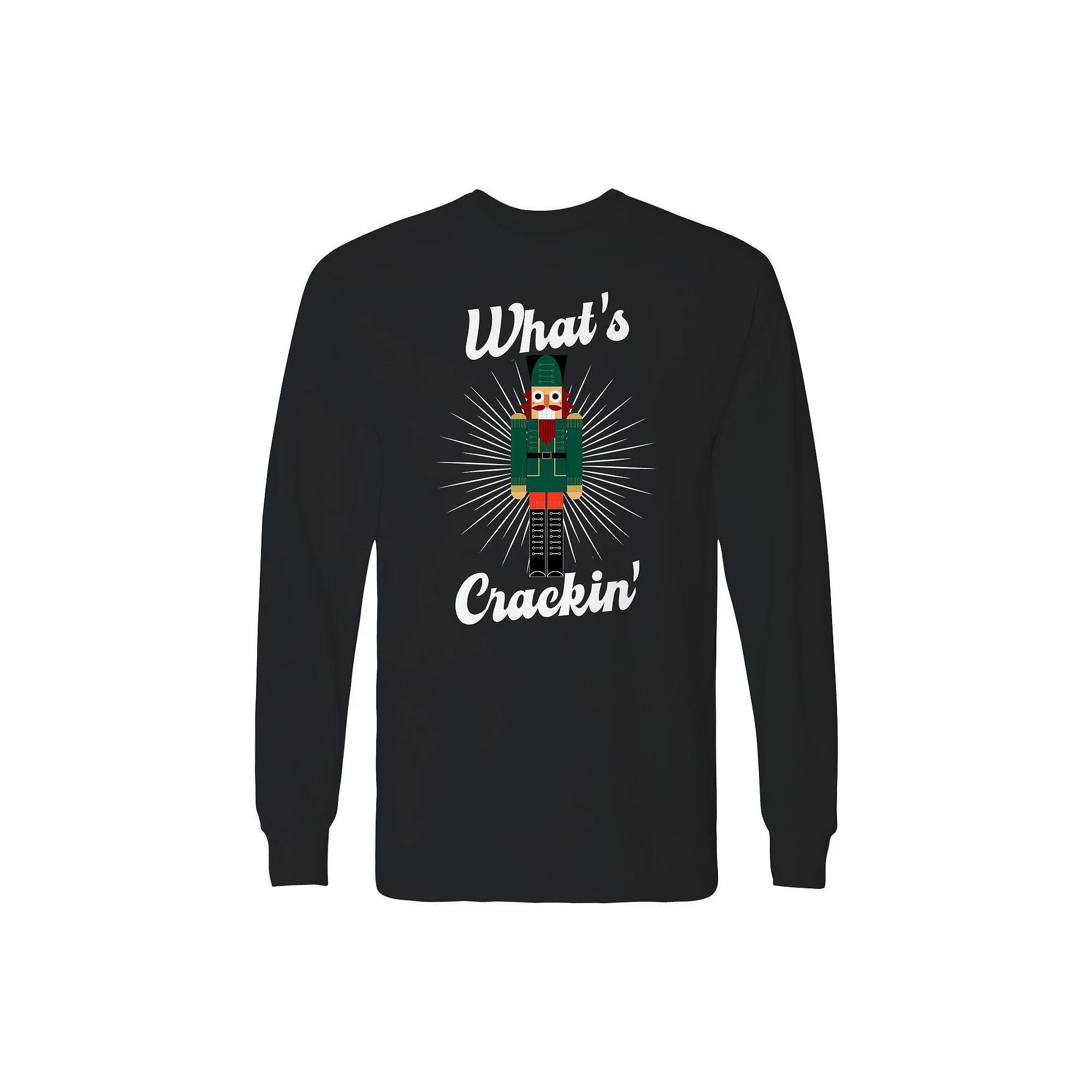 Men's Christmas What Cracker Long Sleeve Graphic Tee, Size: XXL, Black Product Image