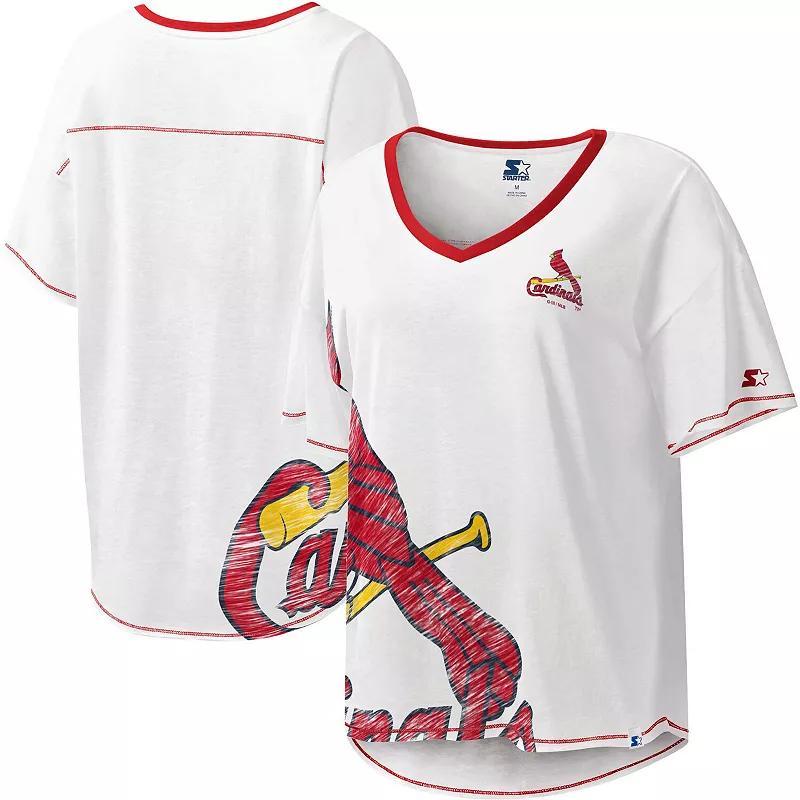 Women's Starter White St. Louis Cardinals Perfect Game V-Neck T-Shirt, Size: Small Product Image