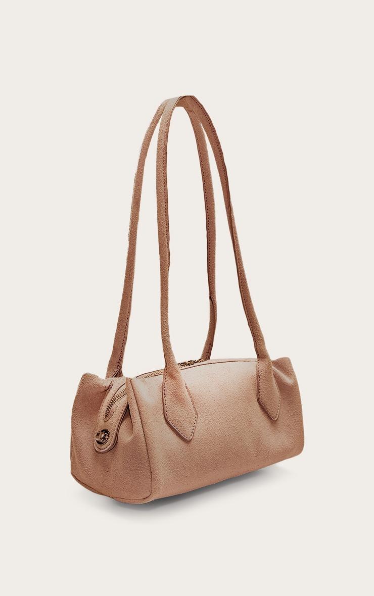 Chocolate Faux Suede Bowler Shoulder Bag Product Image