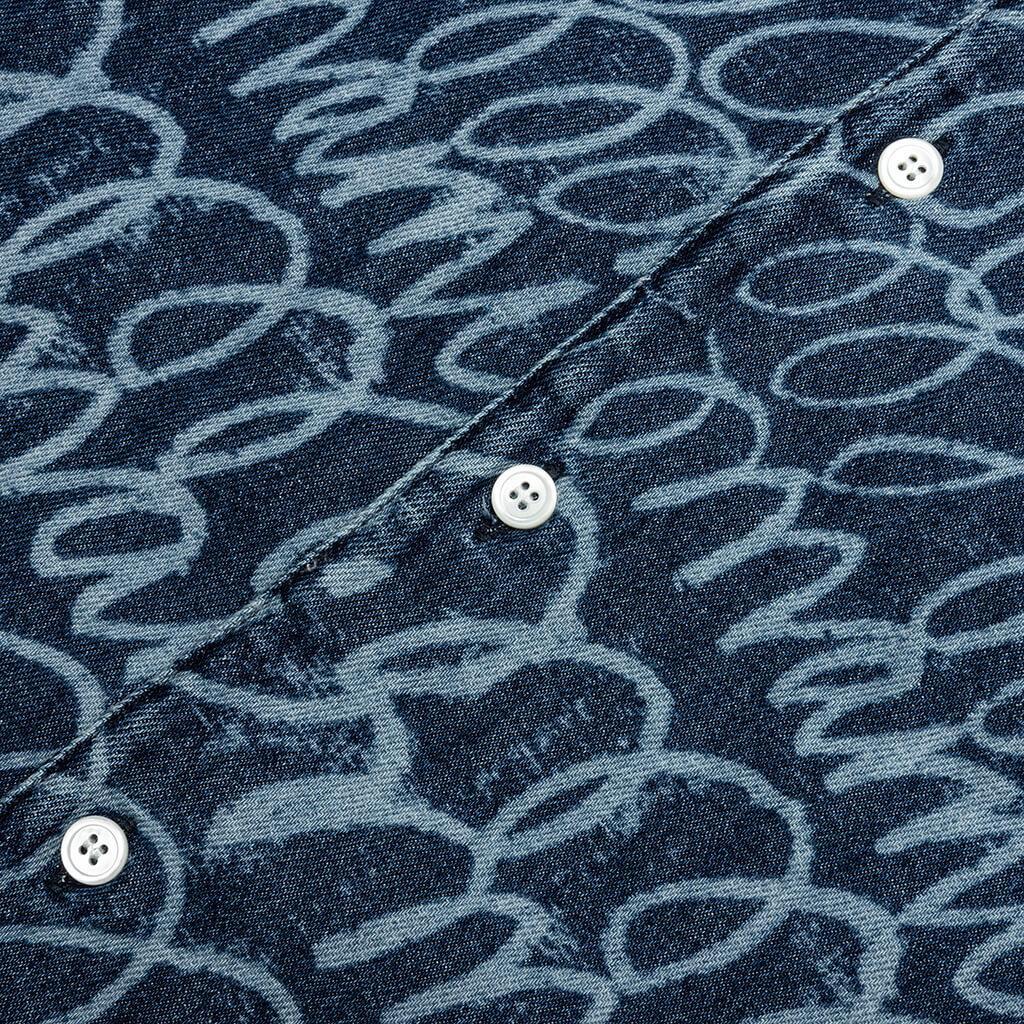 Bleached Echoes Organic Poplin Bowling Shirt - Blue Kyanite Male Product Image