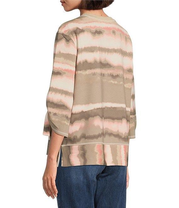 Westbound Printed Ruched Sleeve Crew Neck Top Product Image