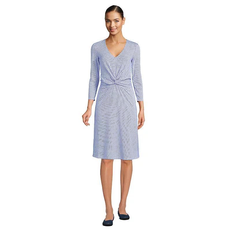 Women's Lands' End Lightweight Fit & Flare Dress, Size: Small, Purple Tile Geo Product Image