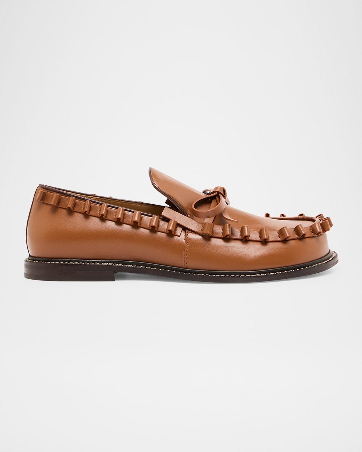 Mens Ruffle Leather Moccasin Loafers Product Image