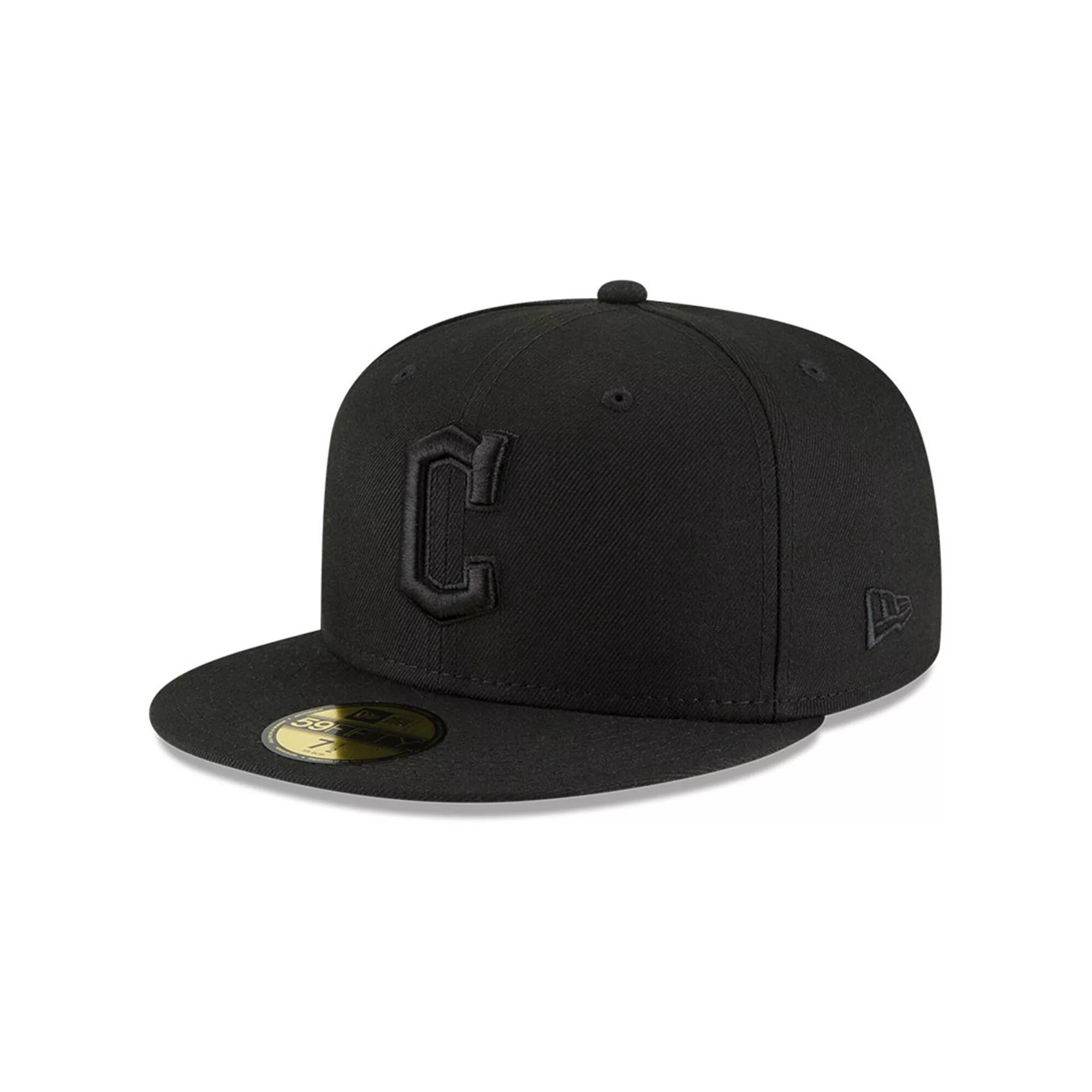 Men's New Era Black/Black Cleveland Guardians 59FIFTY Fitted Hat, Size: 7 1/4, Grd Black Product Image