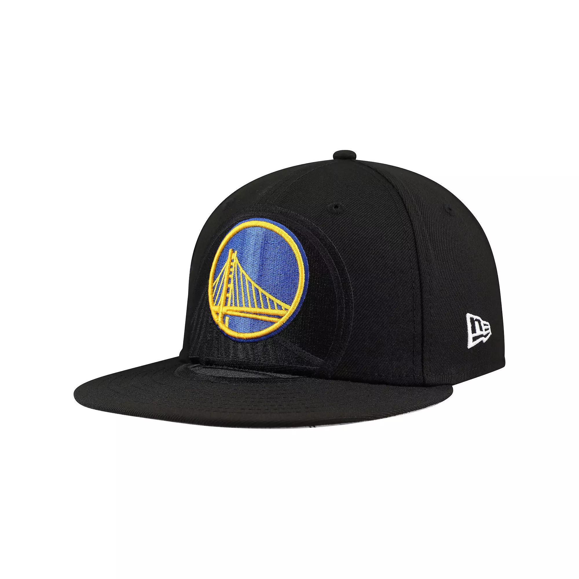 Men's New Era Black Golden State Warriors Blackout Shadow Logo 59FIFTY Fitted Hat, Size: 7 1/8 Product Image