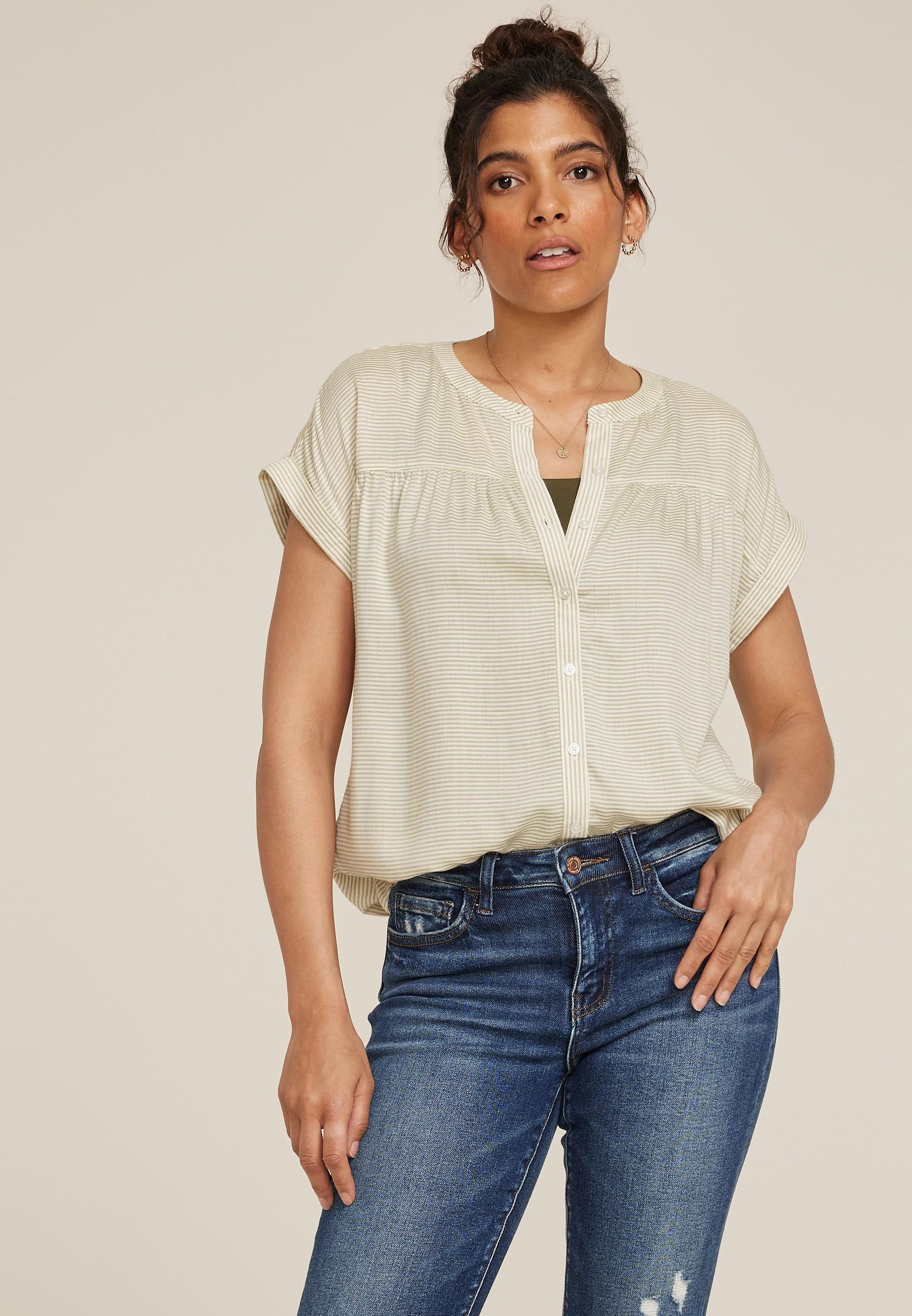 Striped Dolman Button Down Shirt Product Image