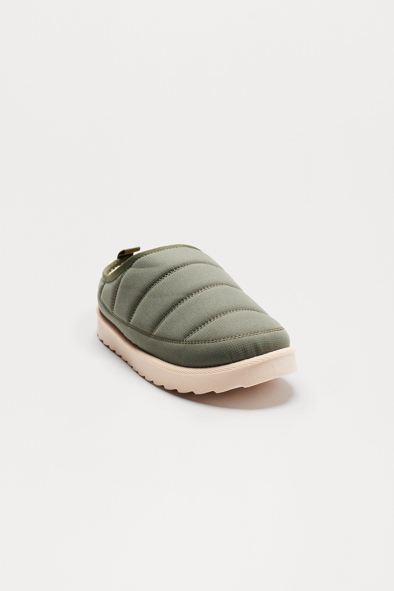 Padded Slip-On Slippers - Green/combo Product Image