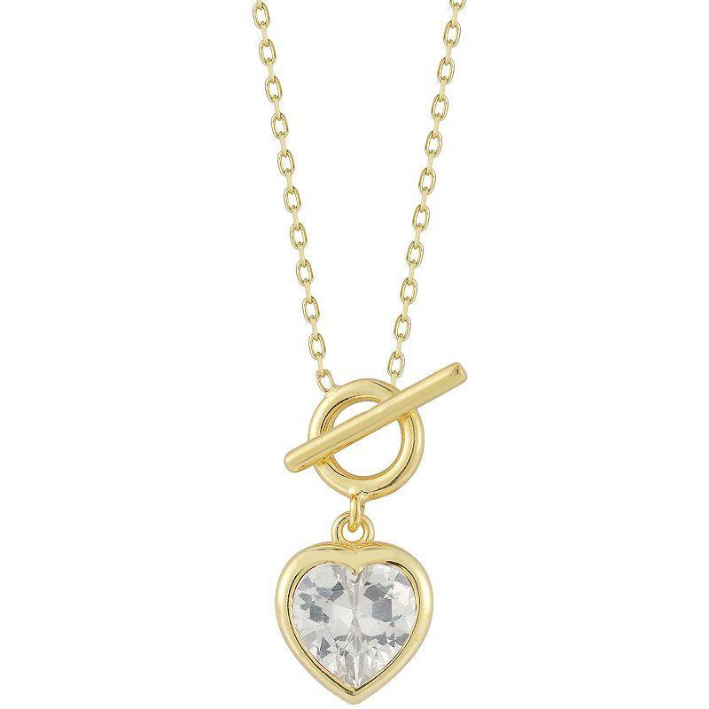 Sunkissed Sterling Cubic Zirconia Heart Toggle Necklace, Women's, Size: 18", Silver Tone White Product Image