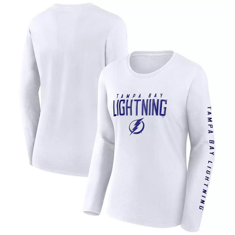 Women's Fanatics  White Tampa Bay Lightning Long Sleeve T-Shirt, Size: XL, Lgh White Product Image