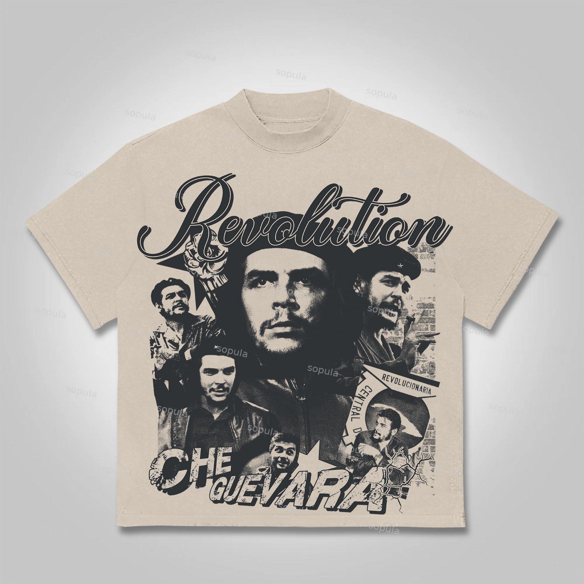 Sopula Revolution Che Guevara Vintage Graphics Cotton T-Shirt Product Image