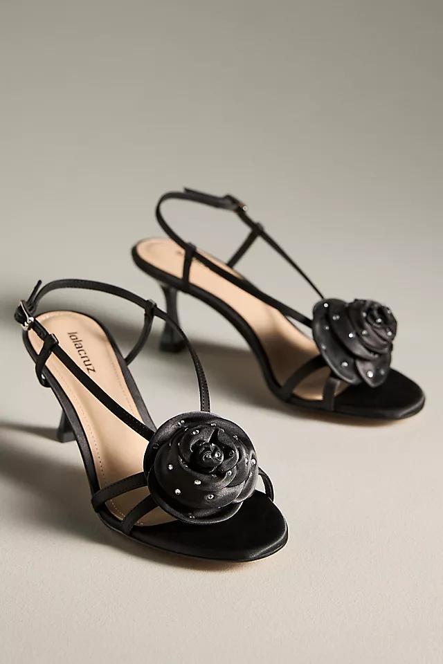 Lola Cruz 3D Gem Flower Slingback Heels Product Image