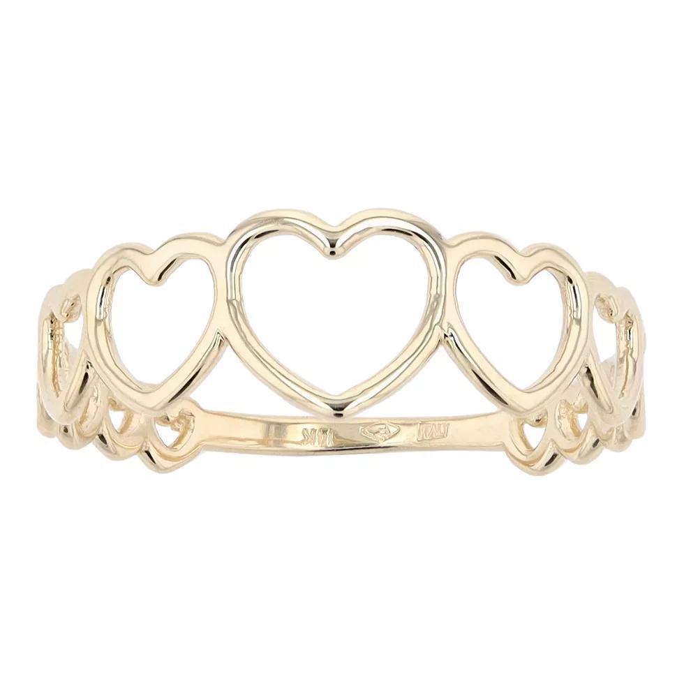 Au Naturale 14k Yellow Gold Graduated Hearts Ring, Women's, Size: 7, 14k Gold Product Image