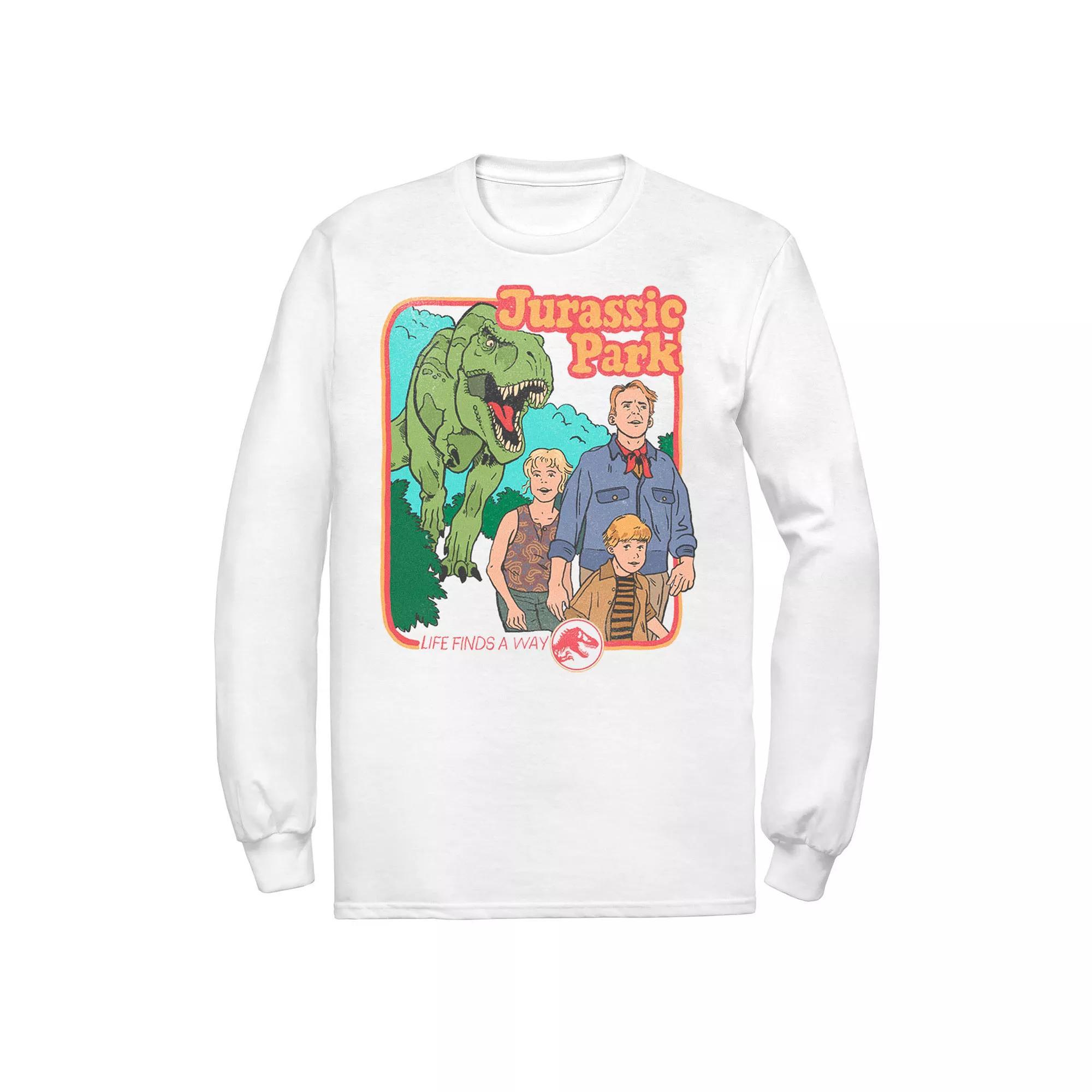 Men's Jurassic Park Vintage Characters Life Finds A Way Tee, Size: Small, Athletic Grey Product Image