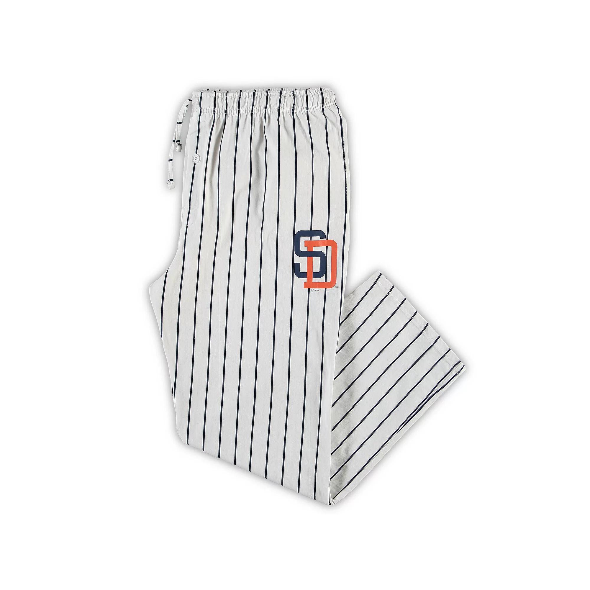Men's Concepts Sport White/Navy San Diego Padres Big & Tall Pinstripe Sleep Pants, Size: 2XLT Product Image