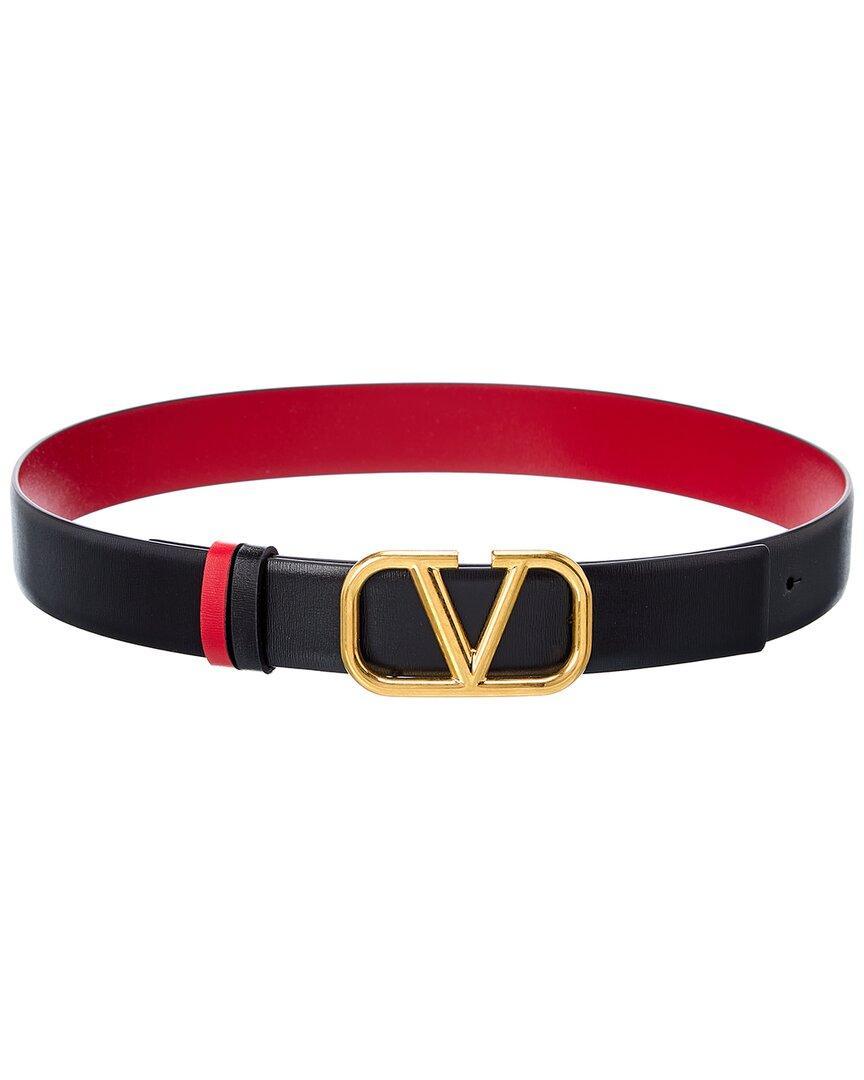 VALENTINO GARAVANI Valentino Vlogo 30mm Reversible Leather Belt In Red Product Image