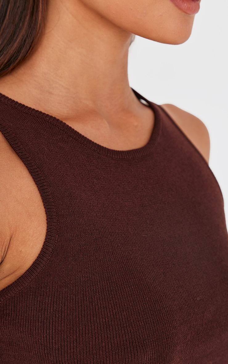 Chocolate Fine Knit  Racer Neck Top Product Image