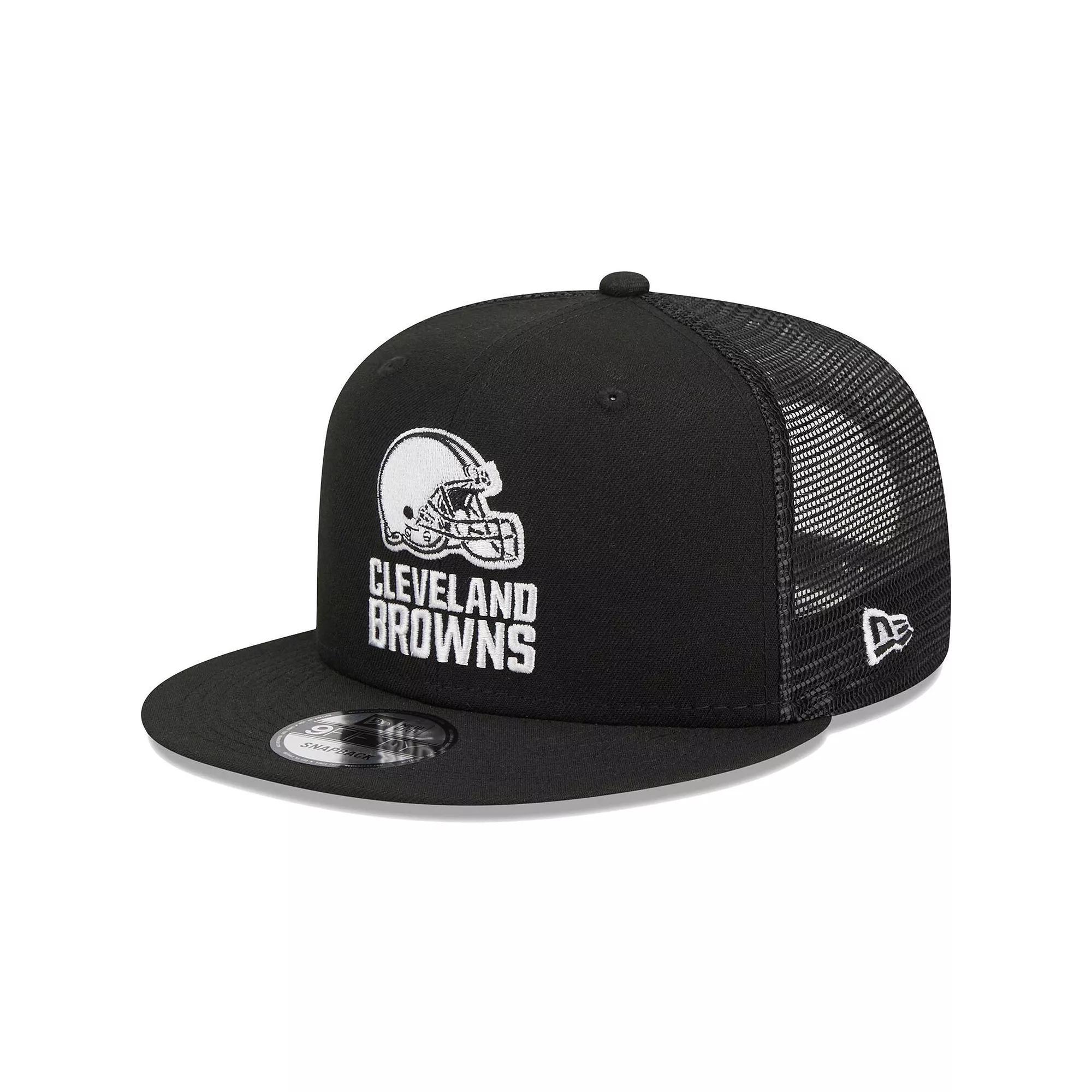 Men's New Era Black Cleveland Browns  Main Trucker 9FIFTY Snapback Hat Product Image