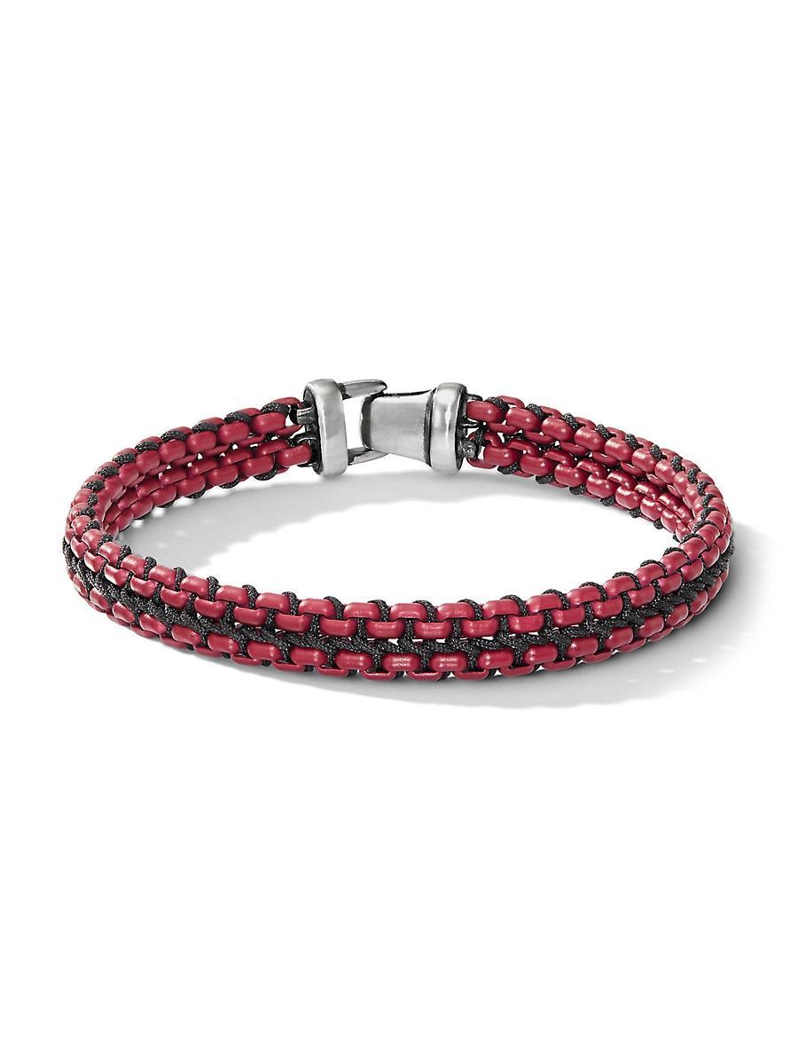 Mens Woven Box Chain Bracelet in Sterling Silver Product Image