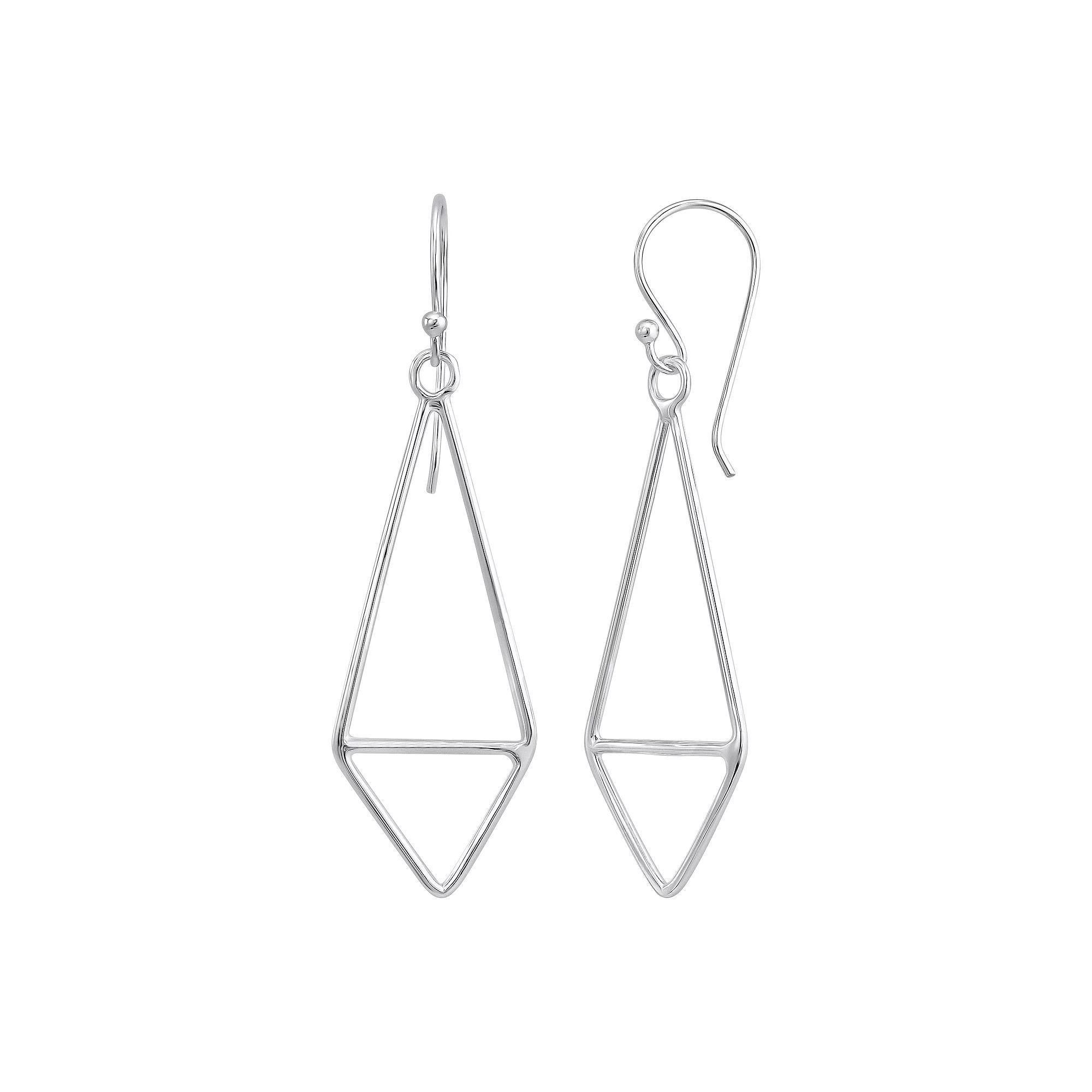 Sterling Silver Open Kite Drop Earrings, Womens Product Image