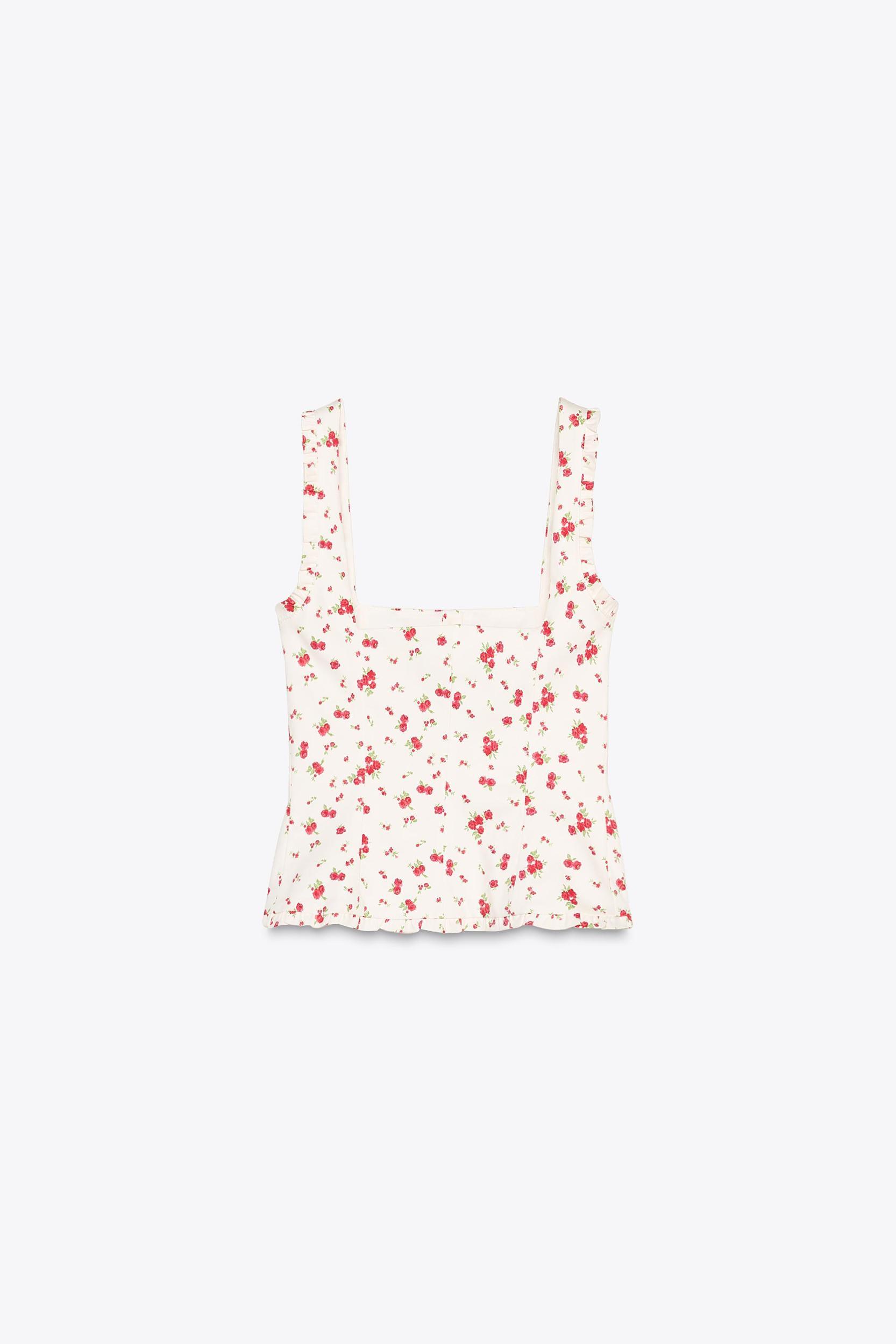 FLORAL STRETCH POPLIN TOP Product Image