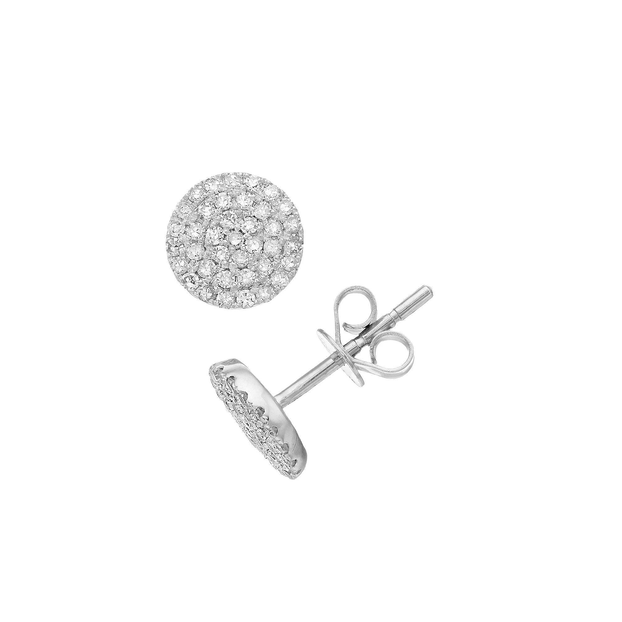 Ava Blue 14k White Gold 1/4 Carat T.W. Diamond Button Earrings, Women's Product Image