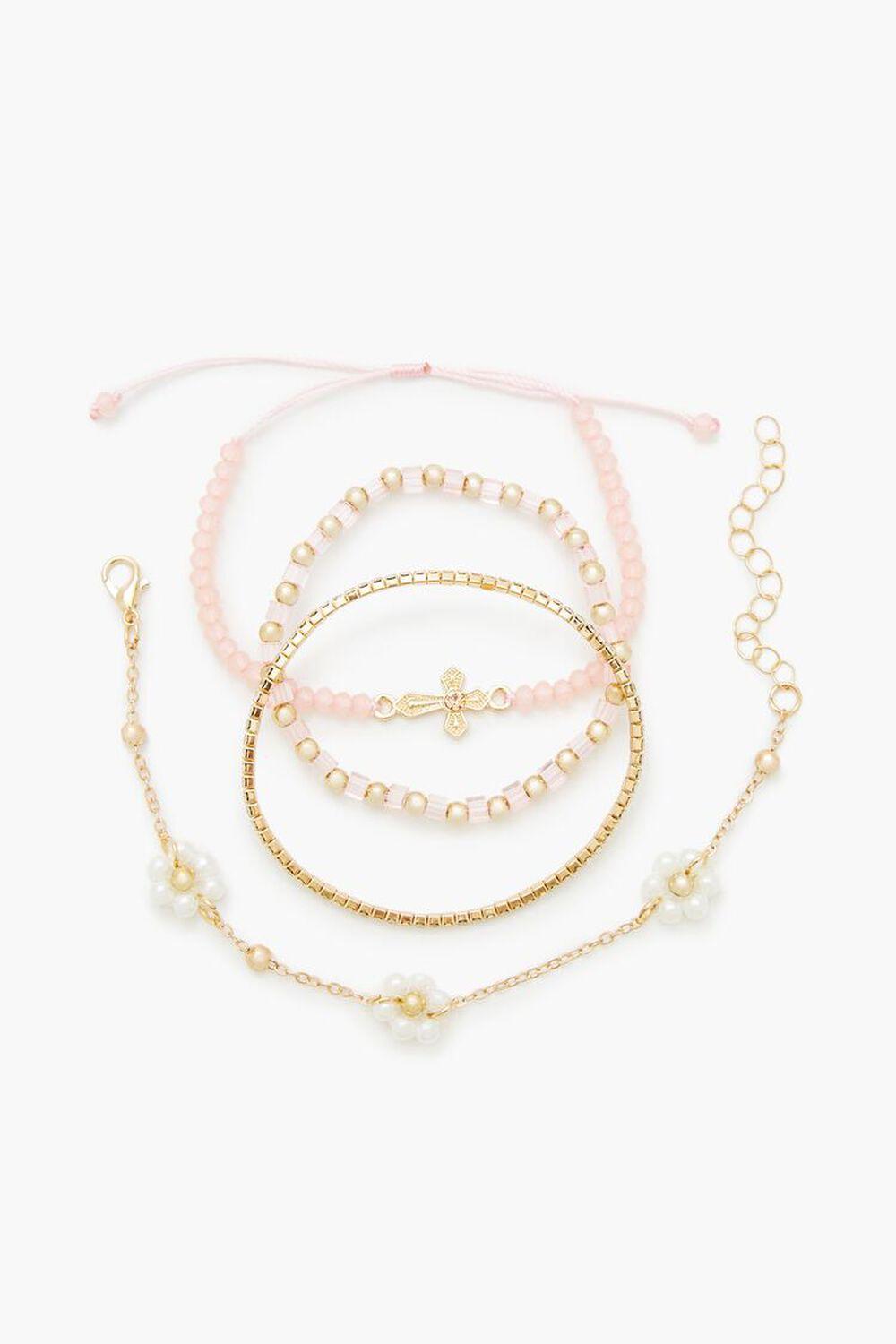 Beaded Flower & Cross Necklace Set | Forever 21 Product Image