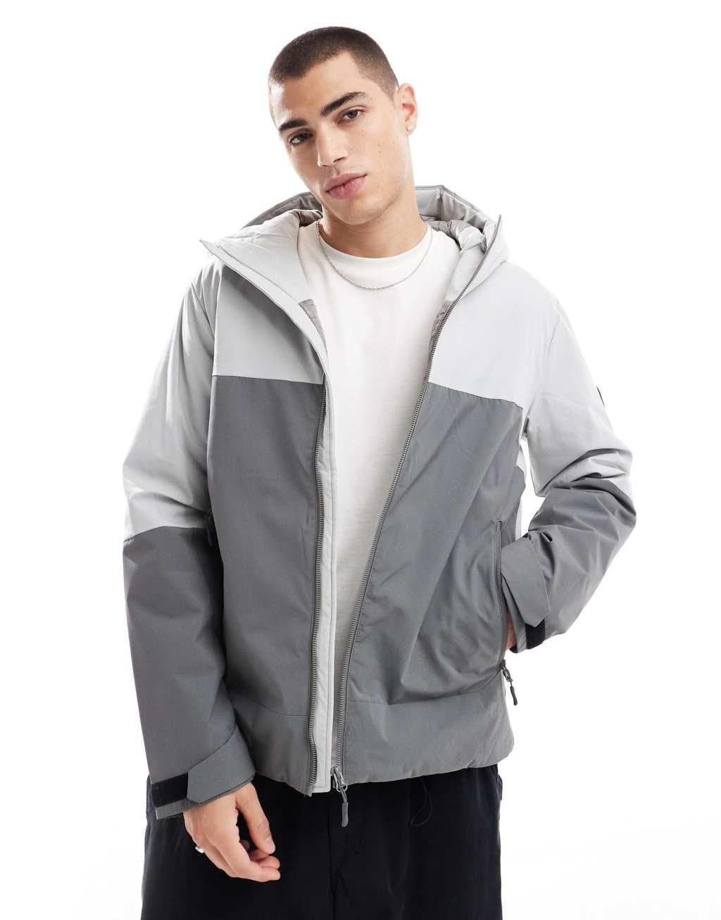 Jack & Jones color block windbreaker in gray  Product Image