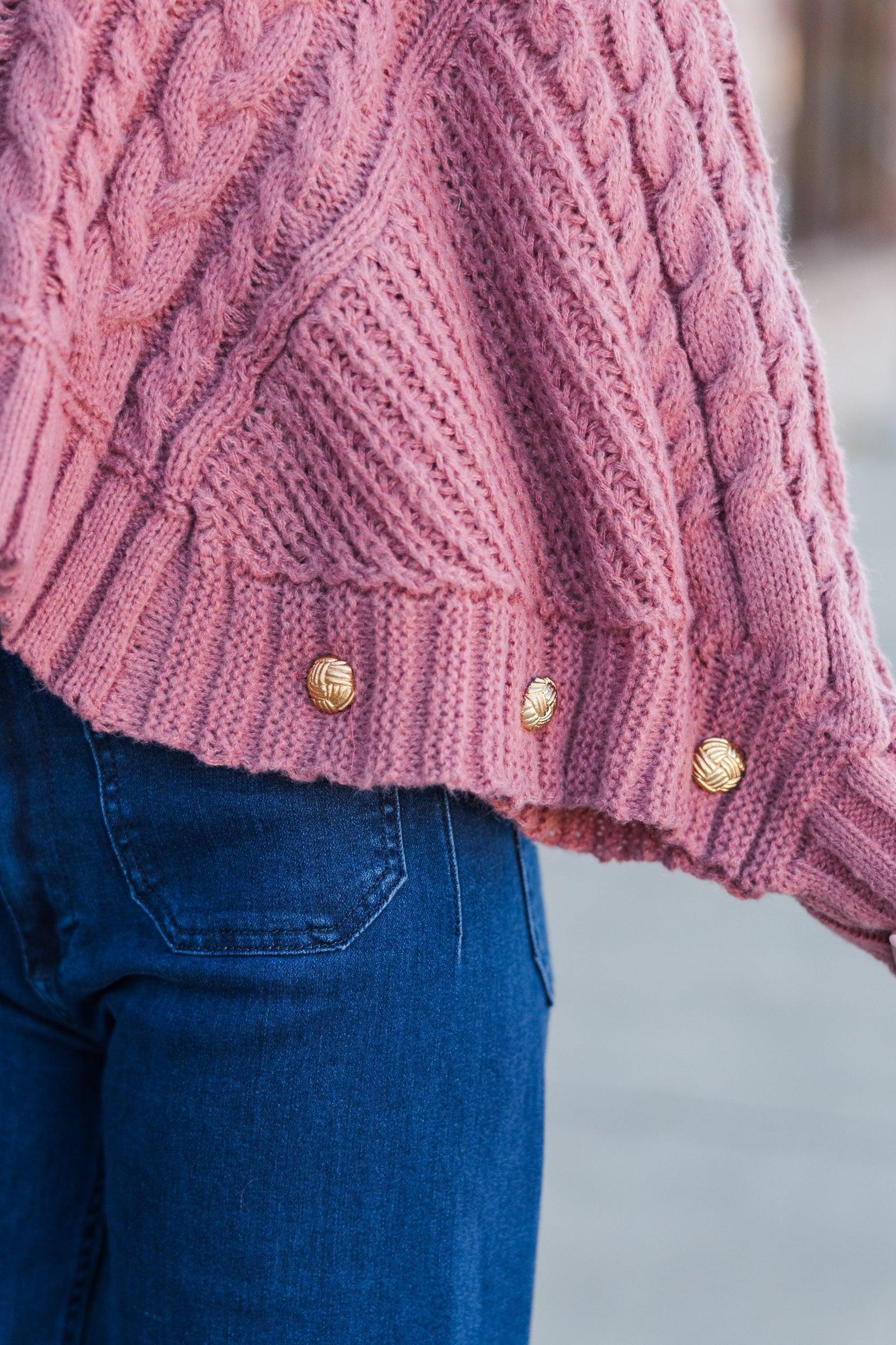 Fell In Love Mauve Pink Poncho Sweater Female Product Image