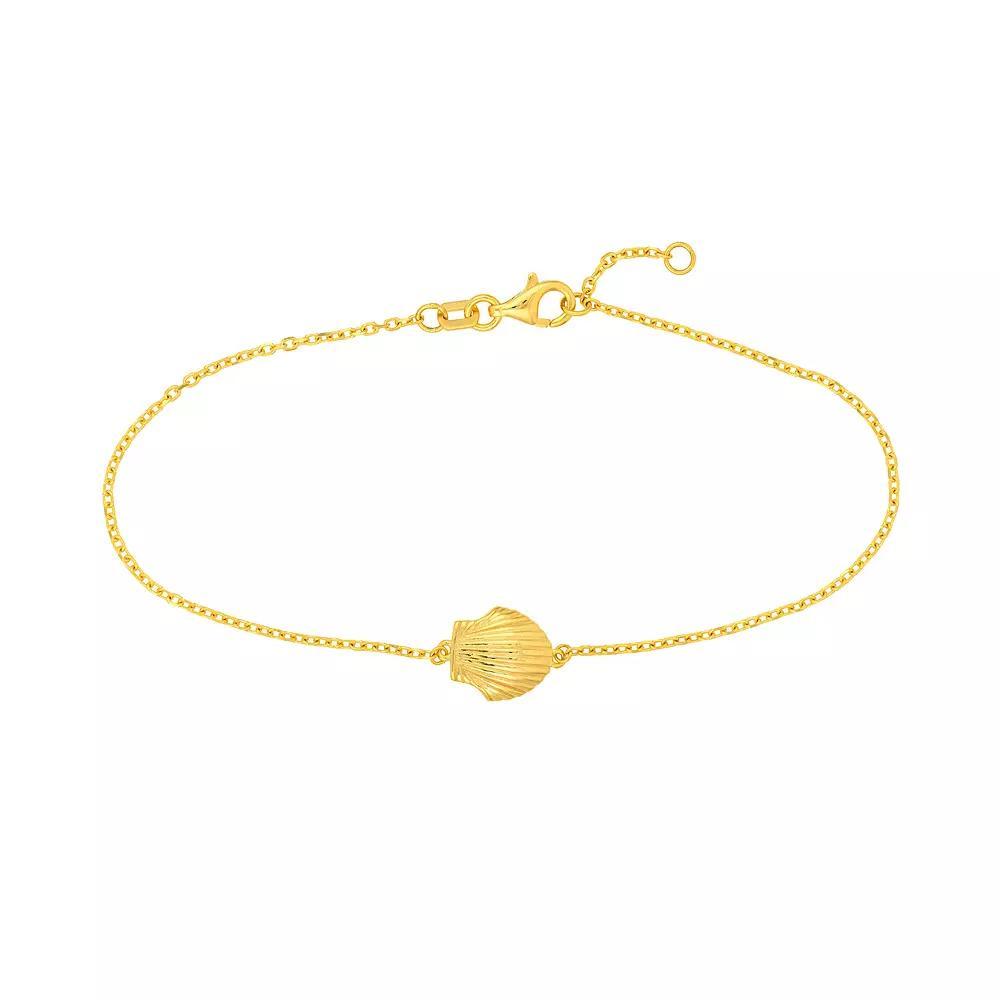 14k Gold Seashell Adjustable Bracelet, Women's, Size: 7.5" Product Image