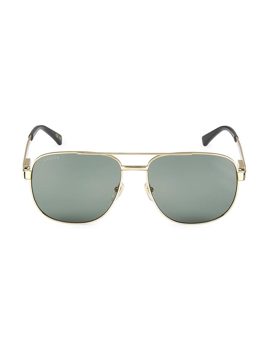 Mens Stripe Logo Metal Aviator Sunglasses Product Image