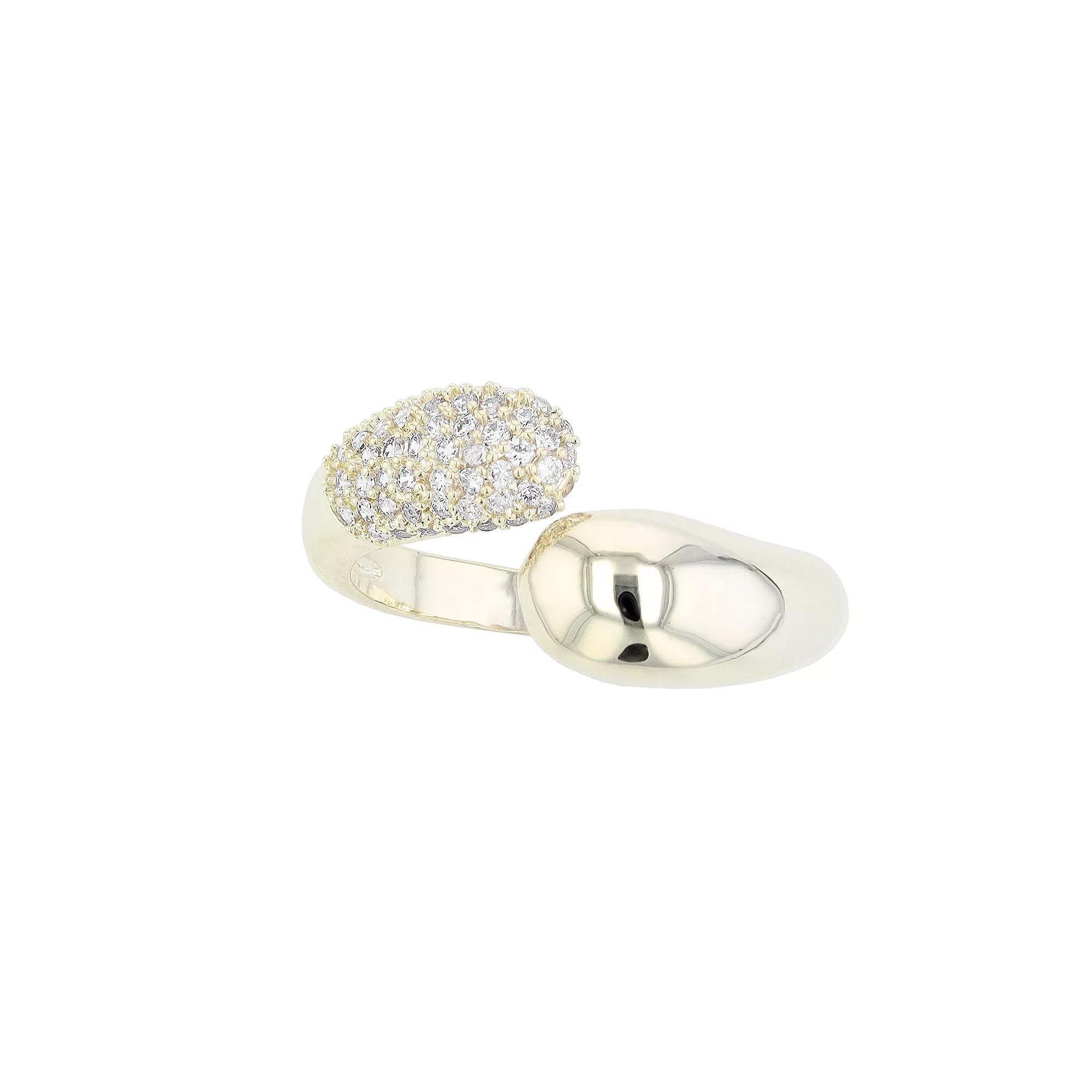 Sterling Silver Pave Cubic Zirconia Bypass Ring, Womens Gold Tone Product Image
