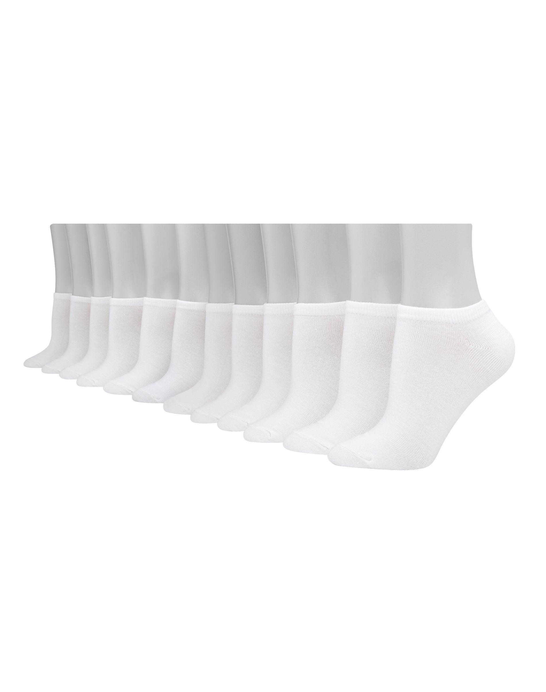 Hanes Womens Lightweight No Show Socks, 12-Pairs WhitewGreyStripeWhiteGreyHeelToe 5-9 Product Image