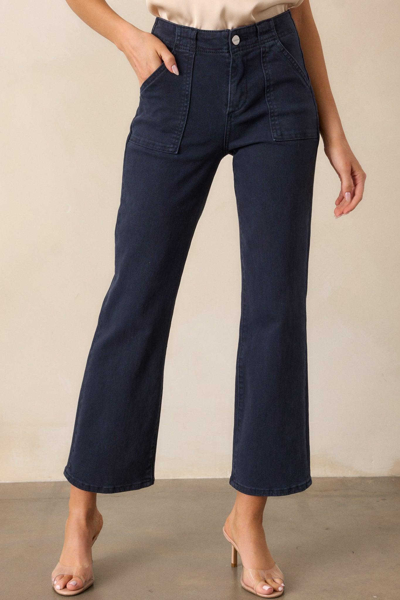 Starlit Skies Navy High Rise Ankle Jeans Product Image