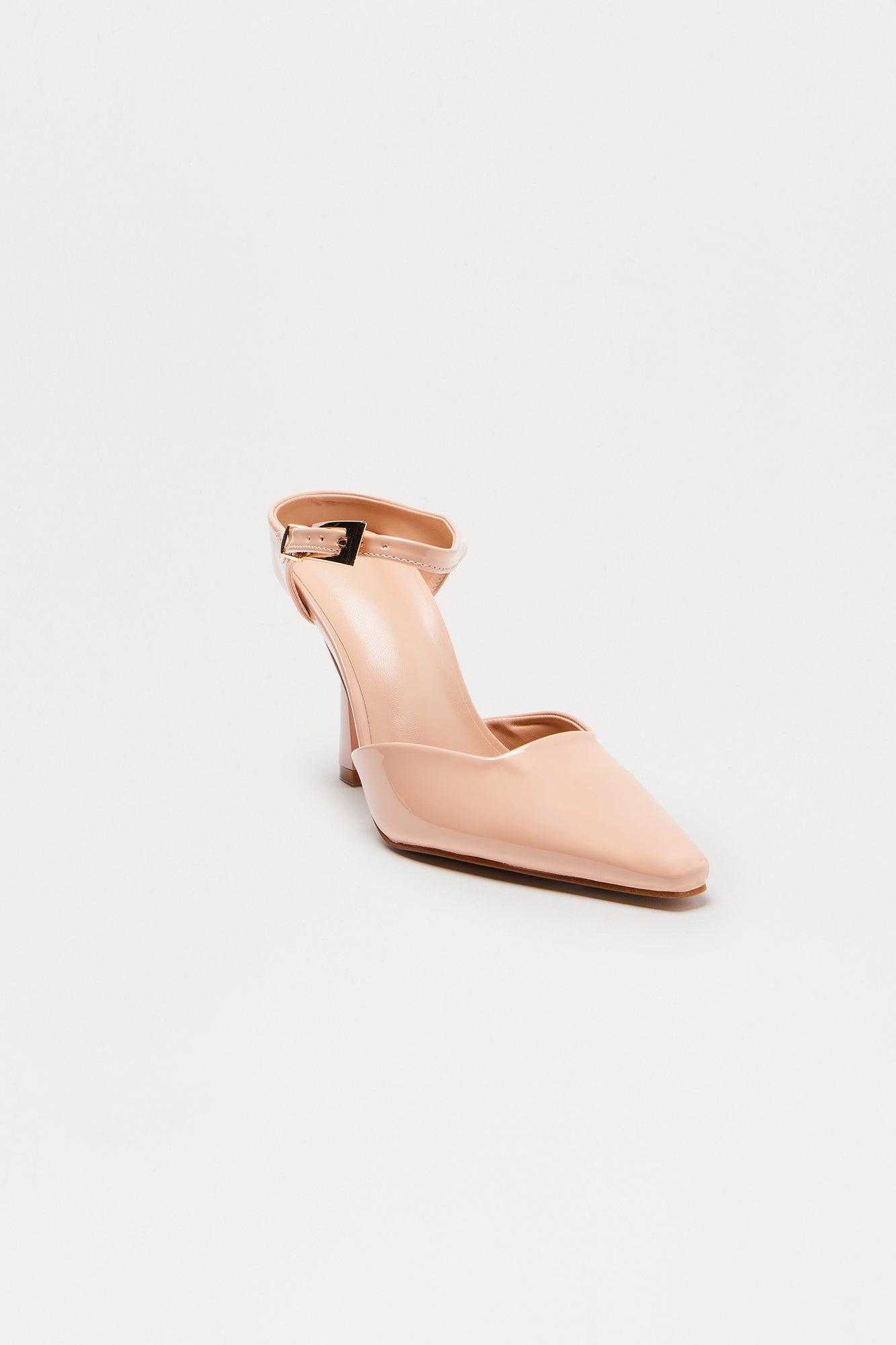 Vonda Buckle Faux Patent Pumps - Nude Product Image