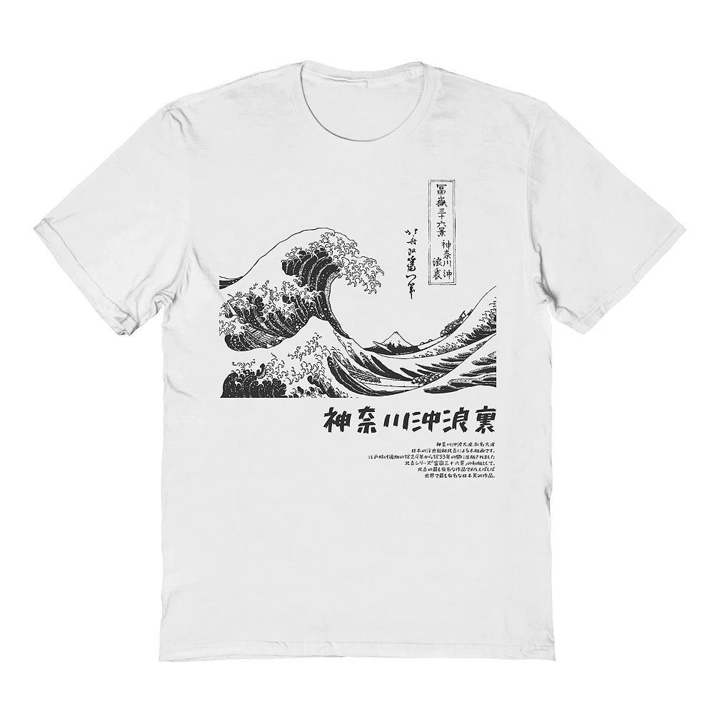 Men's APOH - Hokusai Mono Graphic Tee, Size: Large, White Product Image