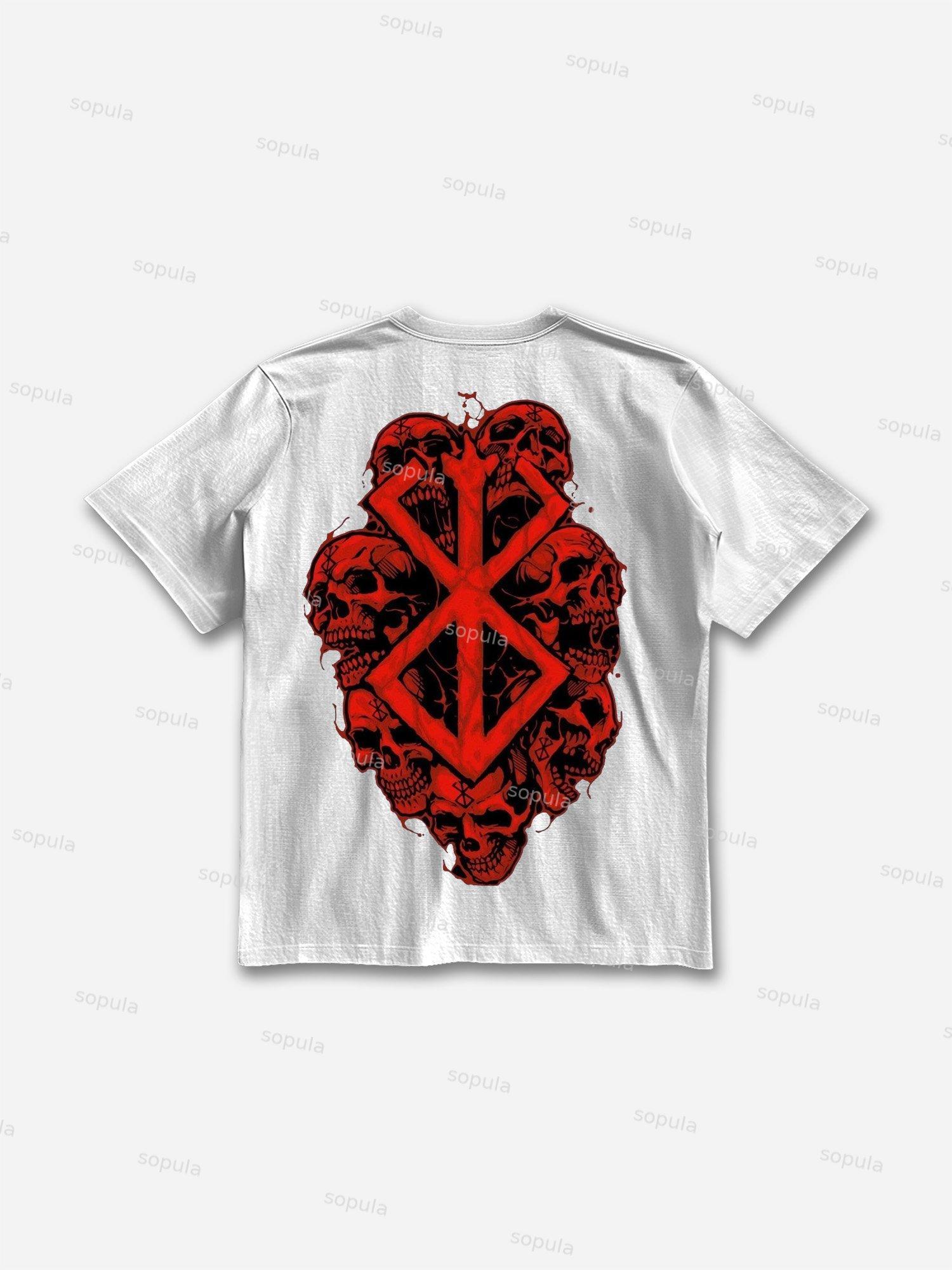Berserk Manga Skull Graphic Cotton T-shirt Product Image