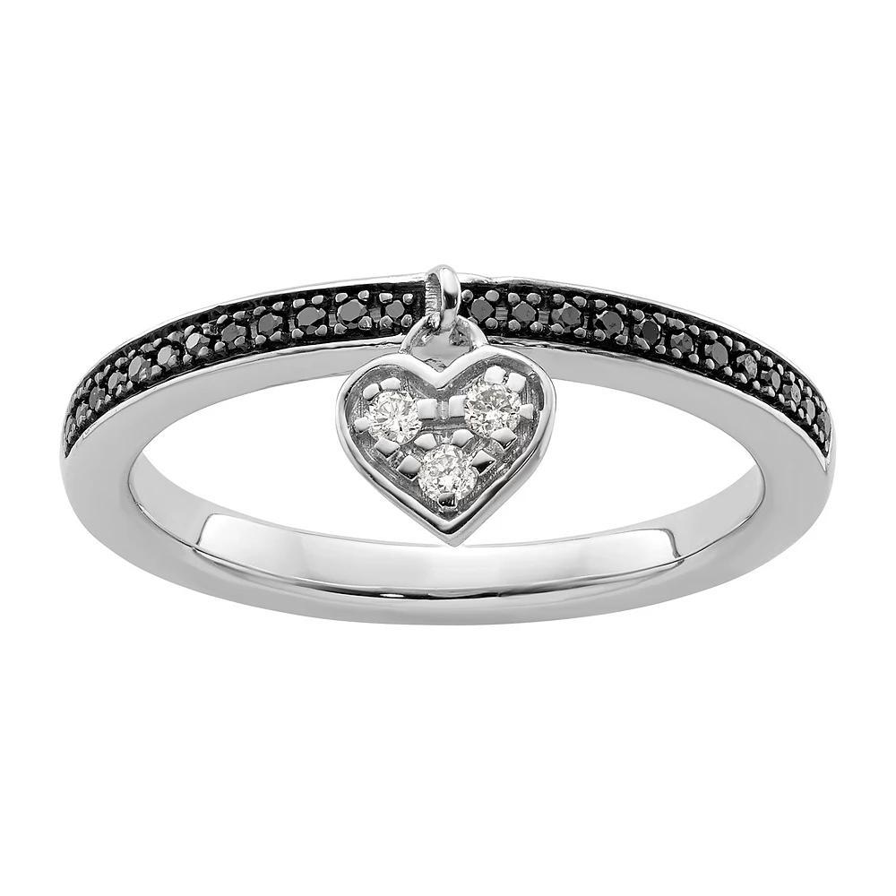 Stacks & Stones Sterling Silver Stackable Black & White Diamond Accent Heart Ring, Women's, Size: 5 Product Image