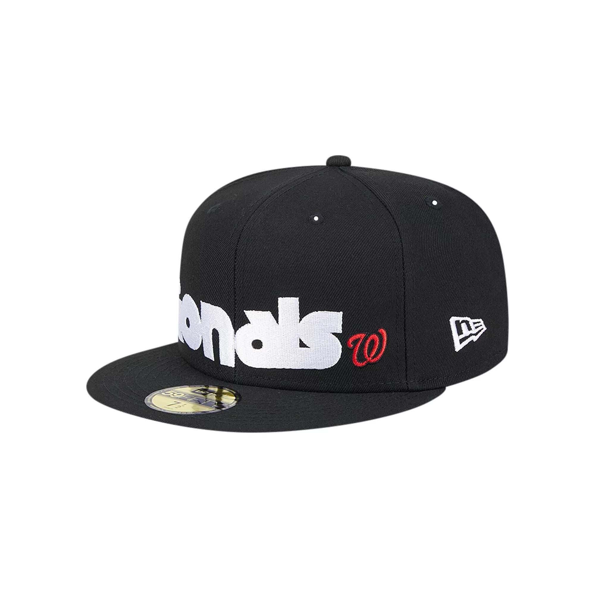 Men's New Era Black Washington Nationals Checkered Undervisor 59FIFTY Fitted Hat, Size: 7 Product Image