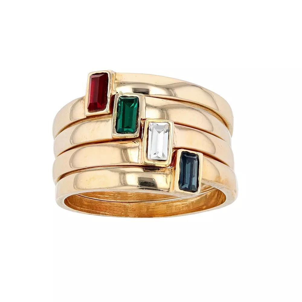 Traditions Jewelry Company 18K Gold Plated Stackable 4-Ring Set, Womens Multi Product Image
