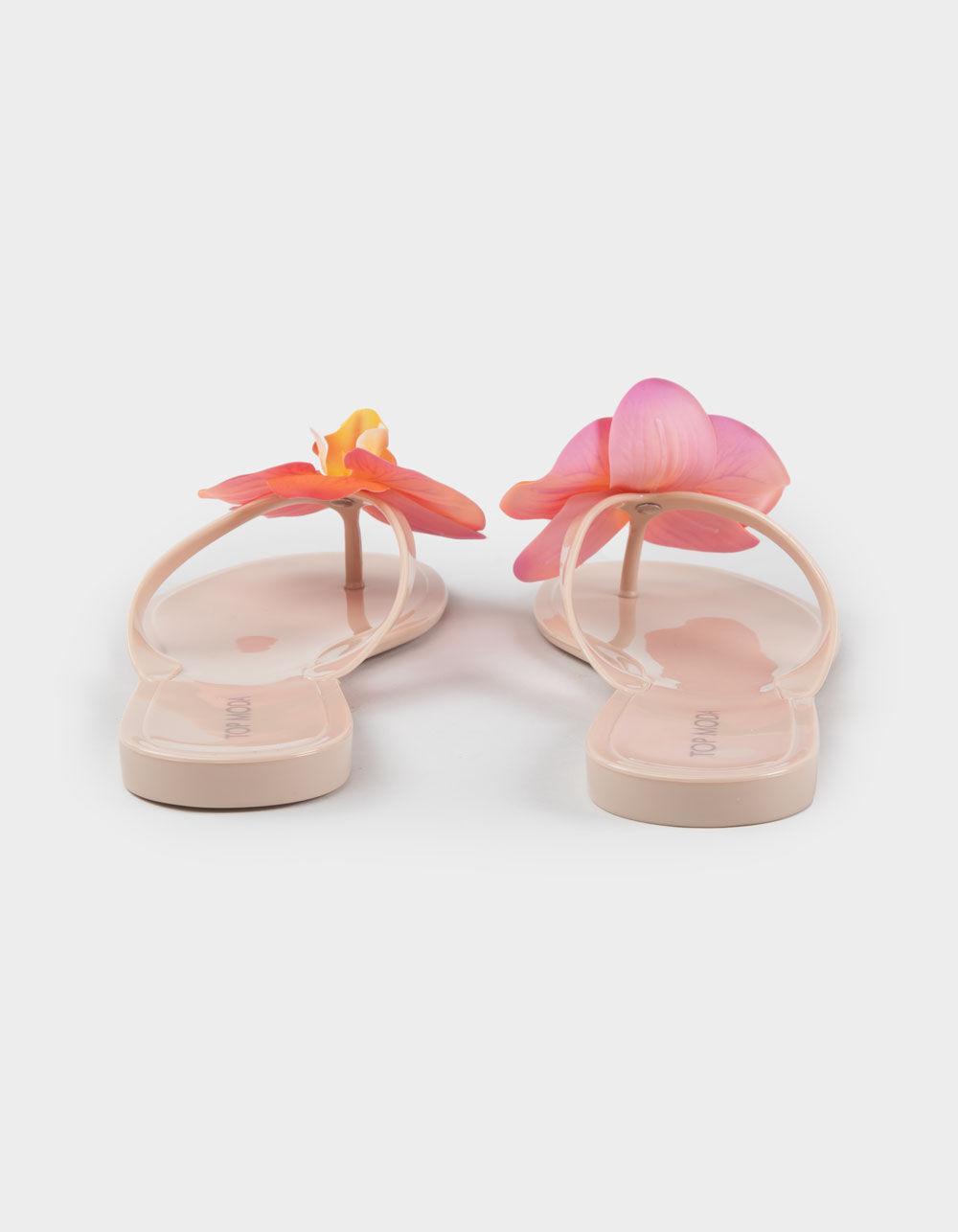 TOP MODA Hibiscus Womens Flip Flops - NUDE Product Image