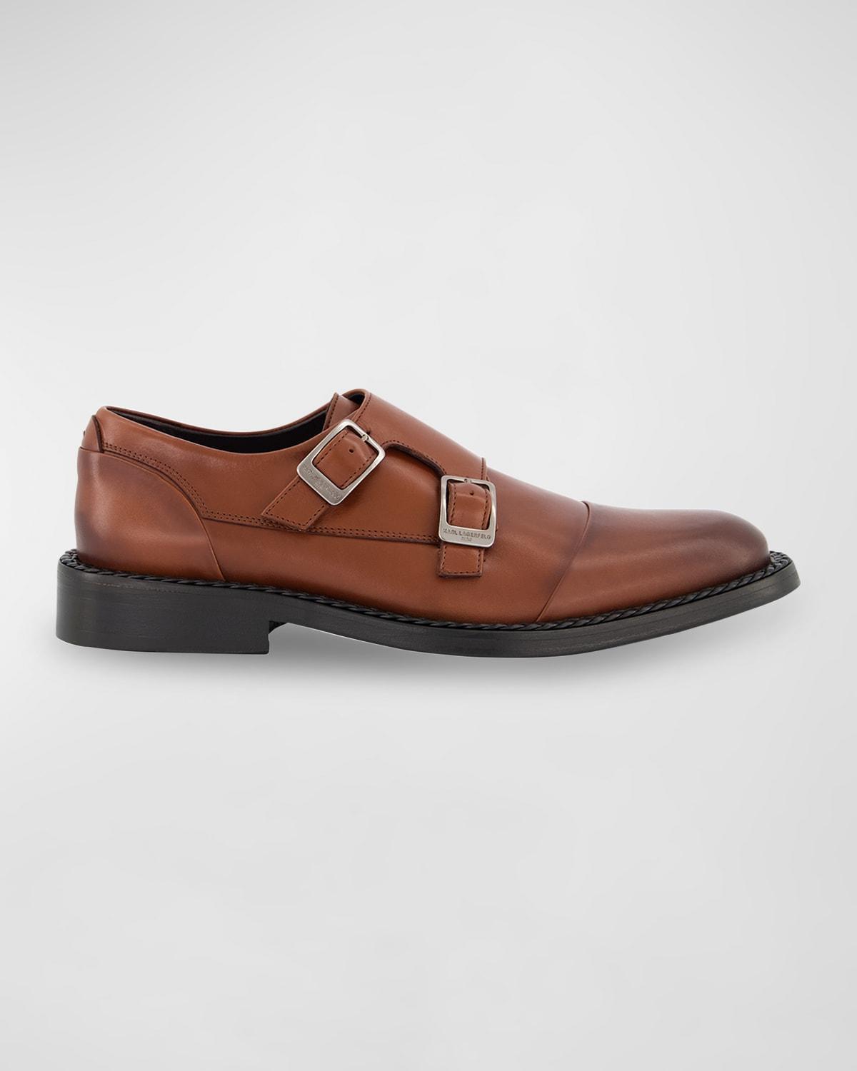 Mens Cap Toe Double Monk Strap Loafers Product Image