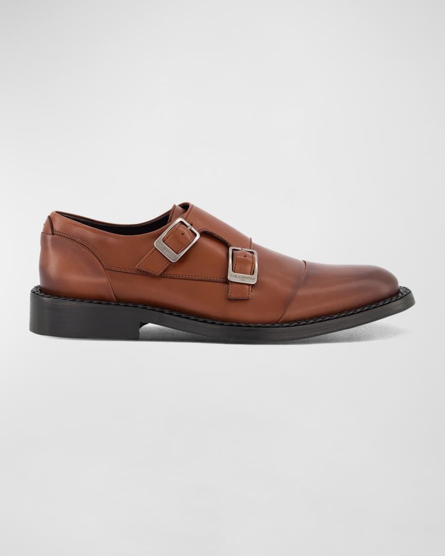 Mens Cap Toe Double Monk Strap Loafers Product Image