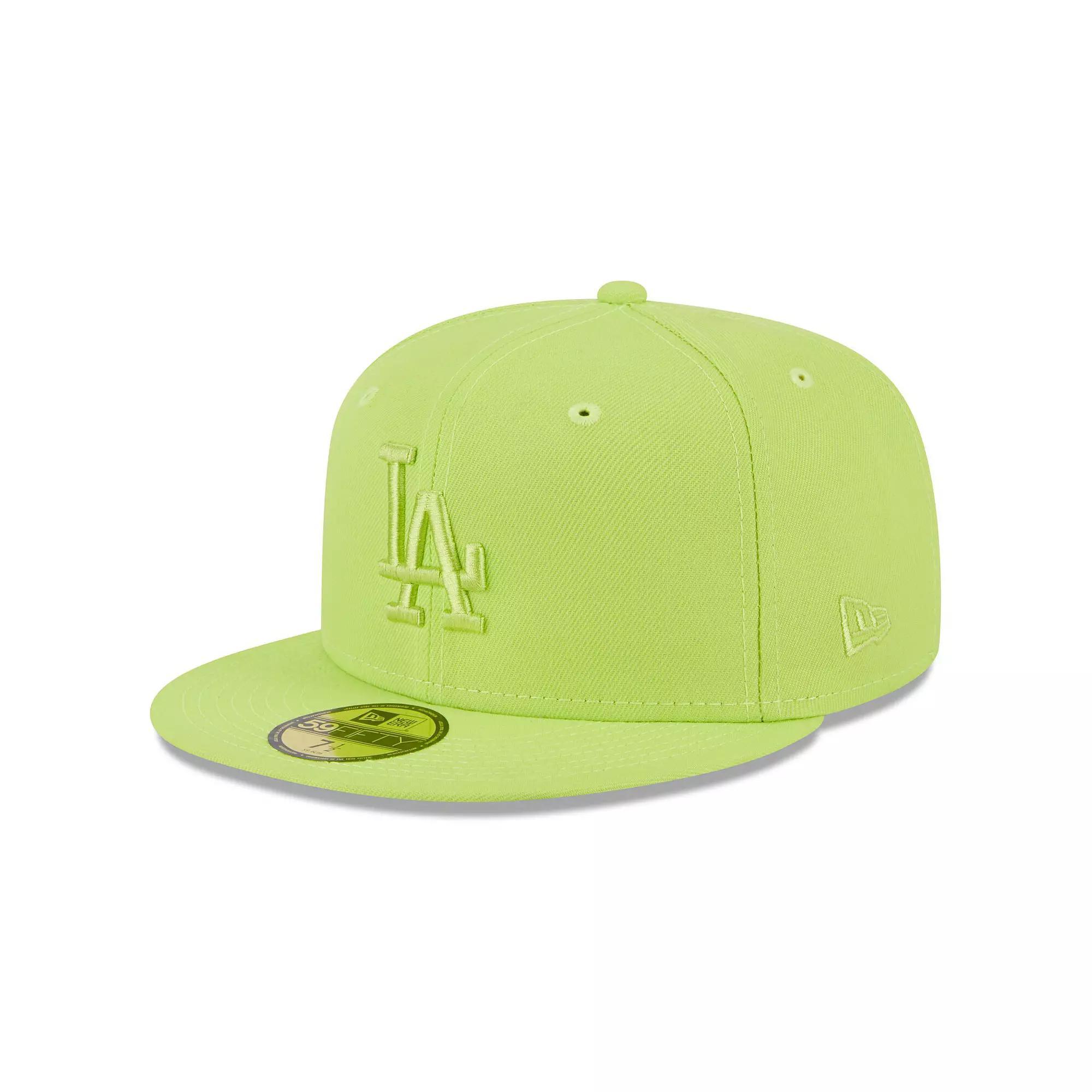 Men's New Era Neon Green Los Angeles Dodgers 2023 Spring Color Basic 59FIFTY Fitted Hat, Size: 7 1/4, Brt Gr Product Image