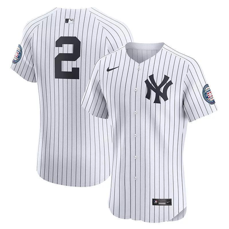 Men's Nike Derek Jeter White New York Yankees Home 2020 Hall of Fame Induction Patch Elite Player Jersey, Size: 60 Product Image