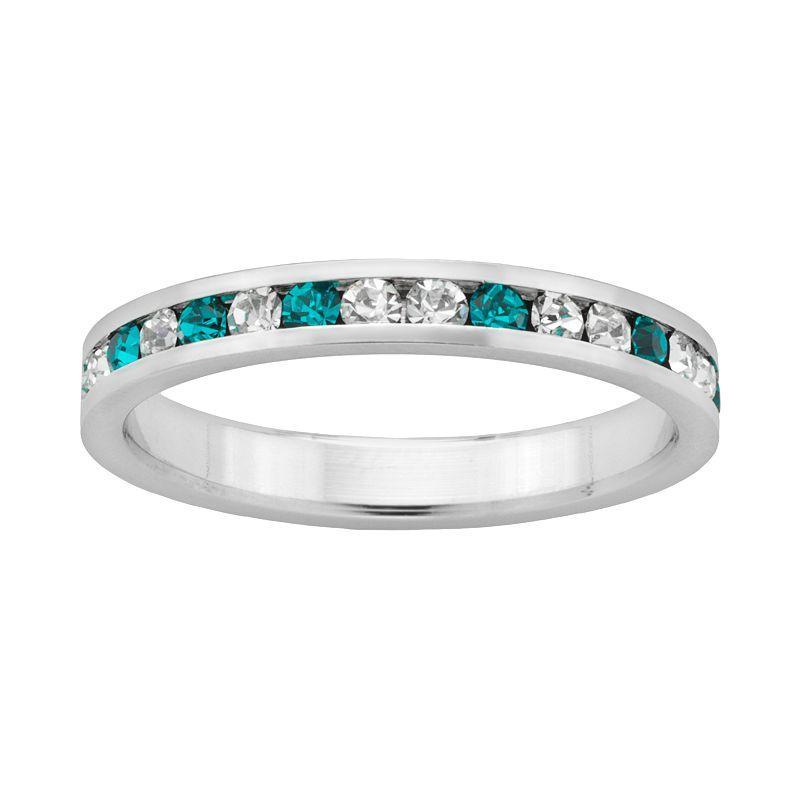 Sterling Silver Teal & White Crystal Eternity Ring, Womens Product Image