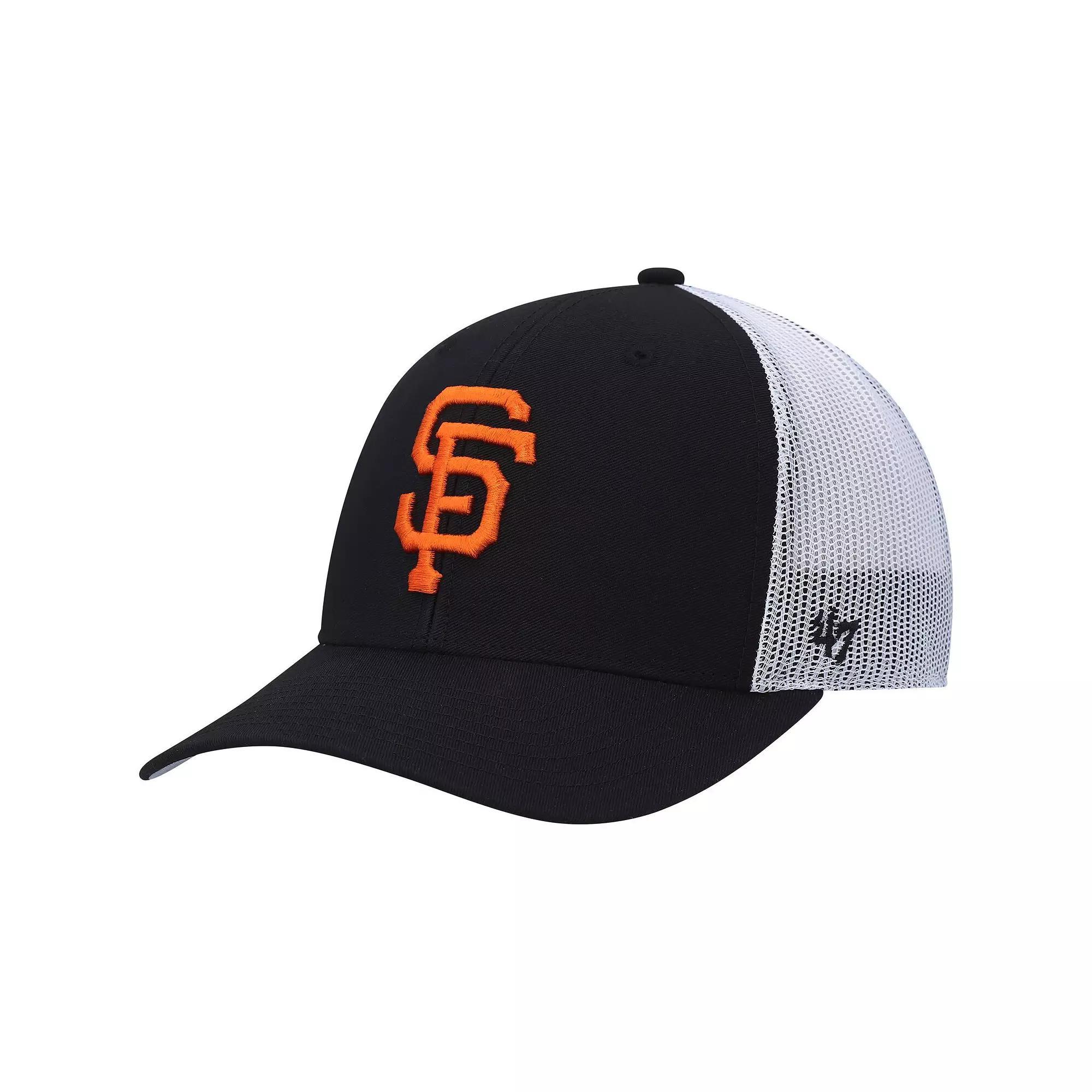 Men's '47 Black/White San Francisco Giants Primary Logo Trucker Snapback Hat Product Image